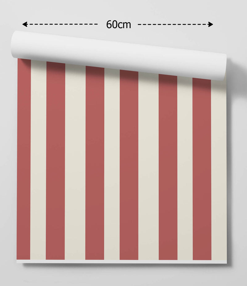 Lipstick Pink and Cream Stripe Wallpaper - Quality Peel and Stick Adhesive Wallpaper