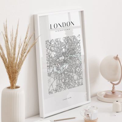 London City Map - Square City Map Stretched Canvas or Wall Art Print I Heart Wall Art