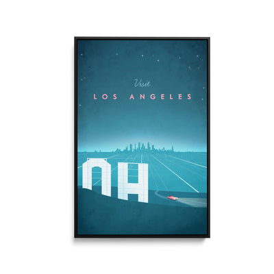 Los Angeles by Henry Rivers - Stretched Canvas Print or Framed Fine Art Print - Artwork- Vintage Inspired Travel Poster I Heart Wall Art Australia 