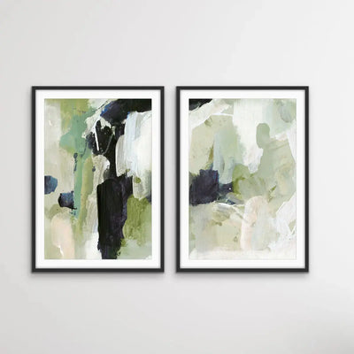 Lush- Two Piece Abstract Green Print Set by Dan Hobday Diptych I Heart Wall Art Australia