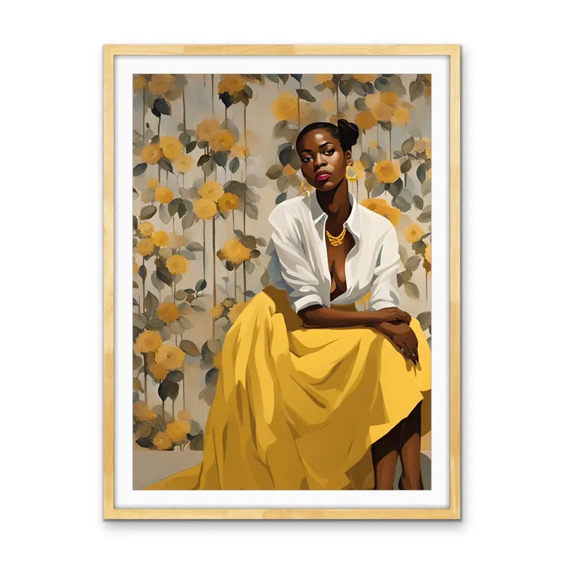 Mae - Portrait of a Woman in a Green Dress- Stretched Canvas Print or Framed Fine Art Print - Artwork - I Heart Wall Art