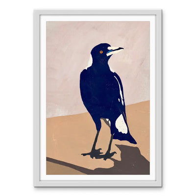 Maggie On The Wall - Magpie Stretched Canvas Print or Framed Fine Art Print - Artwork I Heart Wall Art Australia