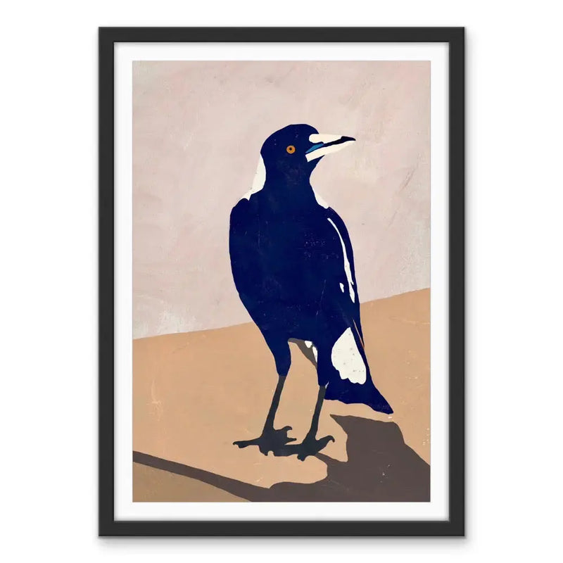 Maggie On The Wall - Magpie Stretched Canvas Print or Framed Fine Art Print - Artwork I Heart Wall Art Australia
