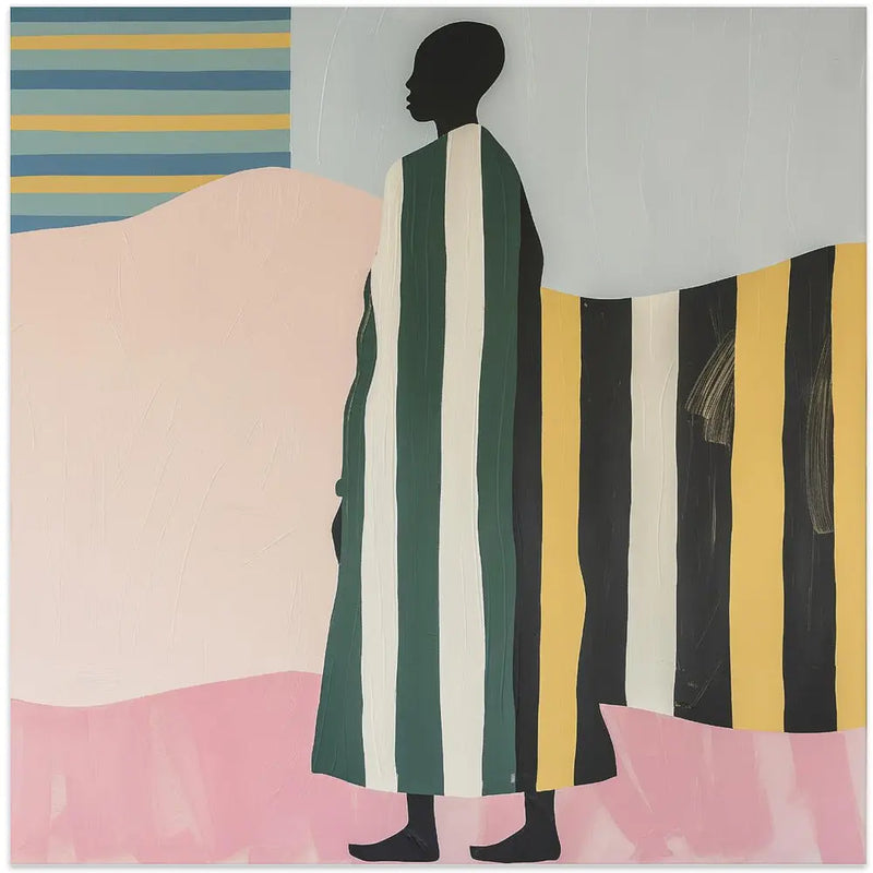 Man In Stripes - Square Stretched Canvas, Poster or Fine Art Print I Heart Wall Art