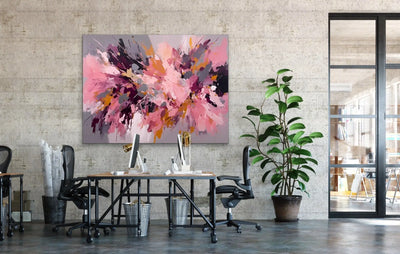 Marrakesh- Pink and Gold Abstract Floral Stretched Canvas Print or Framed Fine Art Print - Artwork - I Heart Wall Art