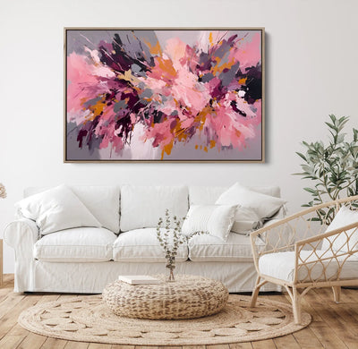 Marrakesh- Pink and Gold Abstract Floral Stretched Canvas Print or Framed Fine Art Print - Artwork I Heart Wall Art Australia