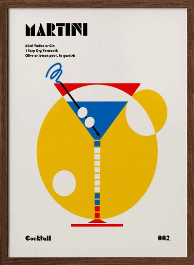 Martini Bauhaus Cocktail - Stretched Canvas, Poster or Fine Art Print I Heart Wall Art