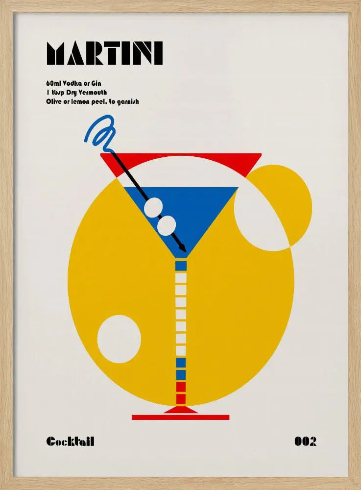 Martini Bauhaus Cocktail - Stretched Canvas, Poster or Fine Art Print I Heart Wall Art