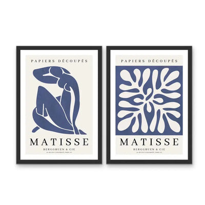 Matisse Blue Set - Two Piece Henri Matisse Blue Artwork Set On Canvas or Paper - I Heart Wall Art