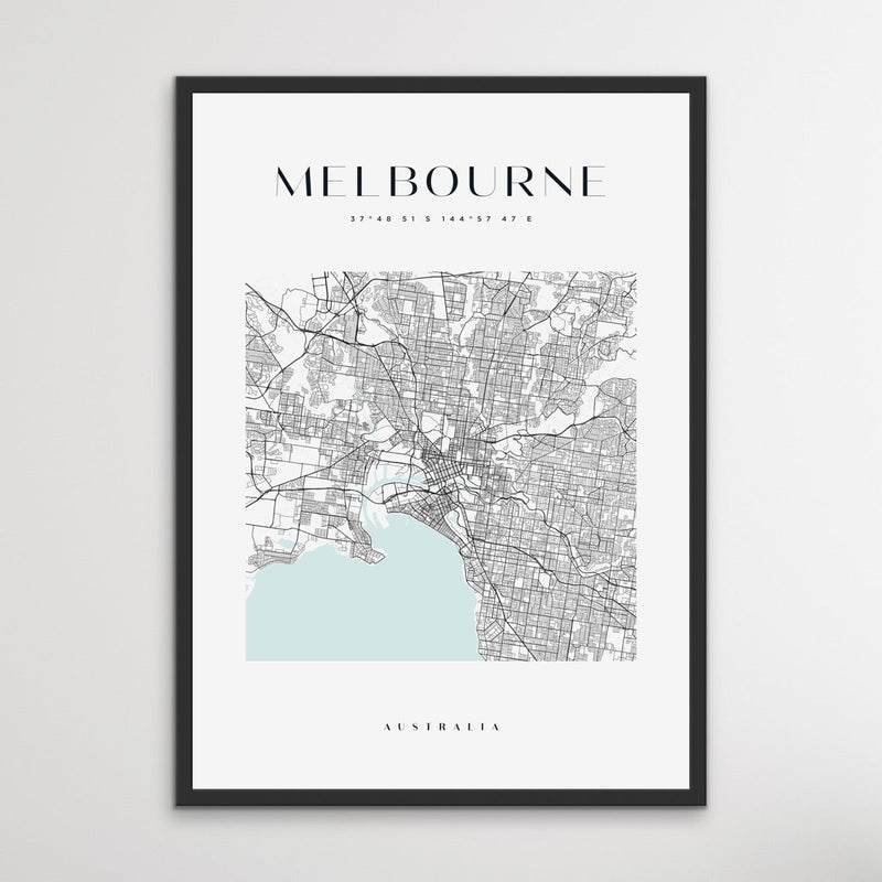 Melbourne City Map - Square City Map Stretched Canvas or Wall Art Print I Heart Wall Art
