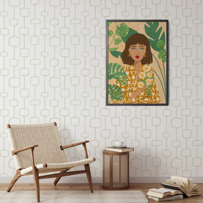 Mid Century Vibes In Green Peel and Stick Removable Wallpaper I Heart Wall Art Australia 