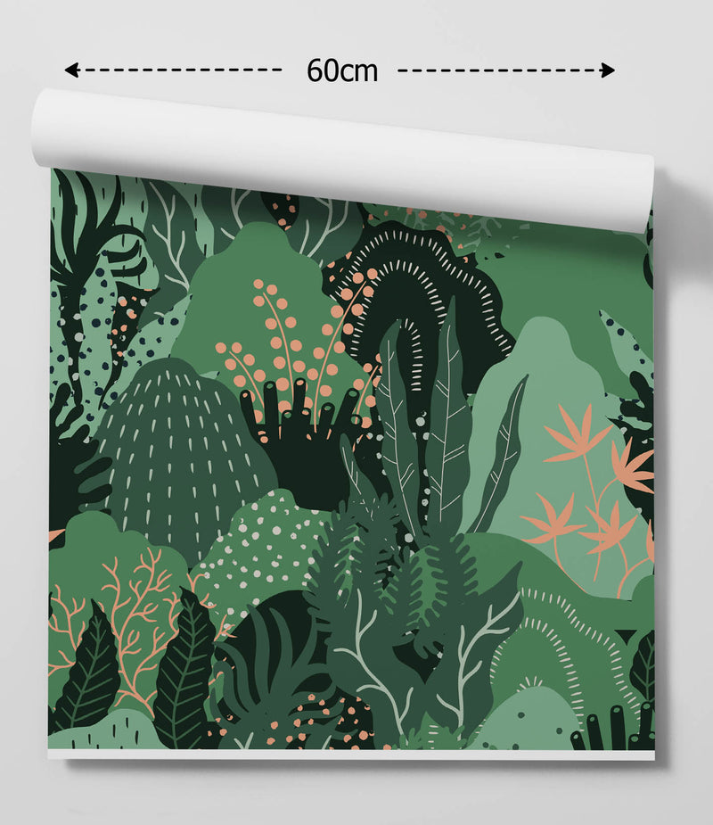Mountain Dreams  - Green Jungle Peel and Stick Removable Wallpaper