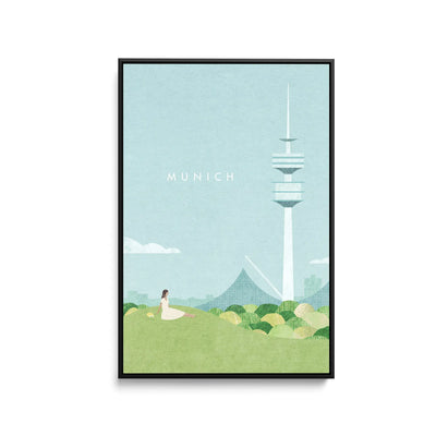 Munich by Henry Rivers - Stretched Canvas Print or Framed Fine Art Print - Artwork- Vintage Inspired Travel Poster I Heart Wall Art Australia 