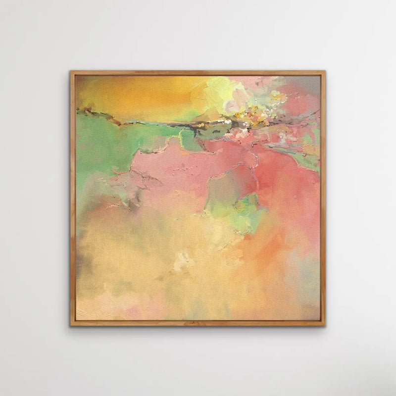 My Heart - Square Pink and Orange Abstract Framed Canvas Print Wall Art Print I Heart Wall Art Australia