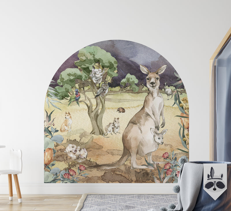 Window To The Bush -  Australian Native Animal Arch Shaped Wall Stickers - Removable Bedheads I Heart Wall Art 