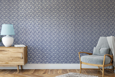 Navy Flora - Traditional Blue Floral Peel & Stick Removable Wallpaper I Heart Wall Art Australia