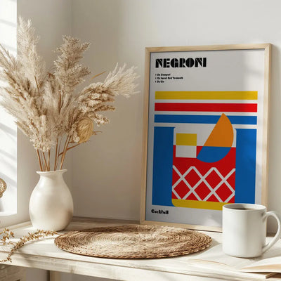 Negroni Bauhaus Cocktail - Stretched Canvas, Poster or Fine Art Print I Heart Wall Art