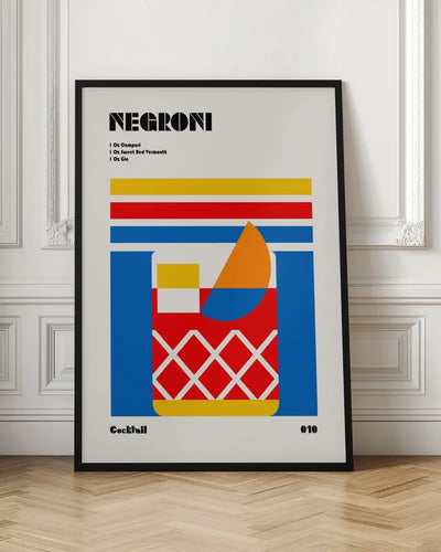 Negroni Bauhaus Cocktail - Stretched Canvas, Poster or Fine Art Print I Heart Wall Art