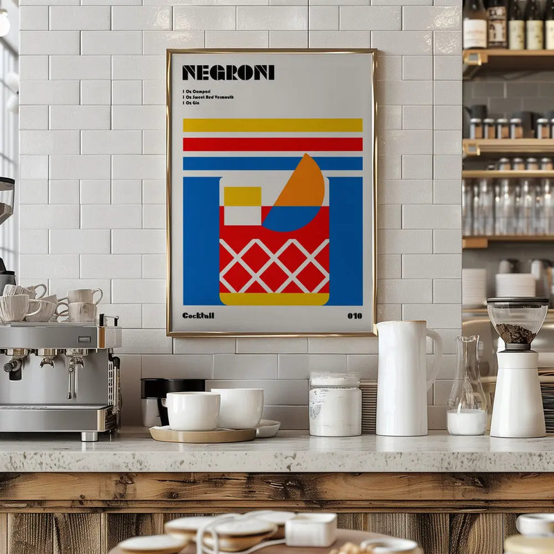 Negroni Bauhaus Cocktail - Stretched Canvas, Poster or Fine Art Print I Heart Wall Art