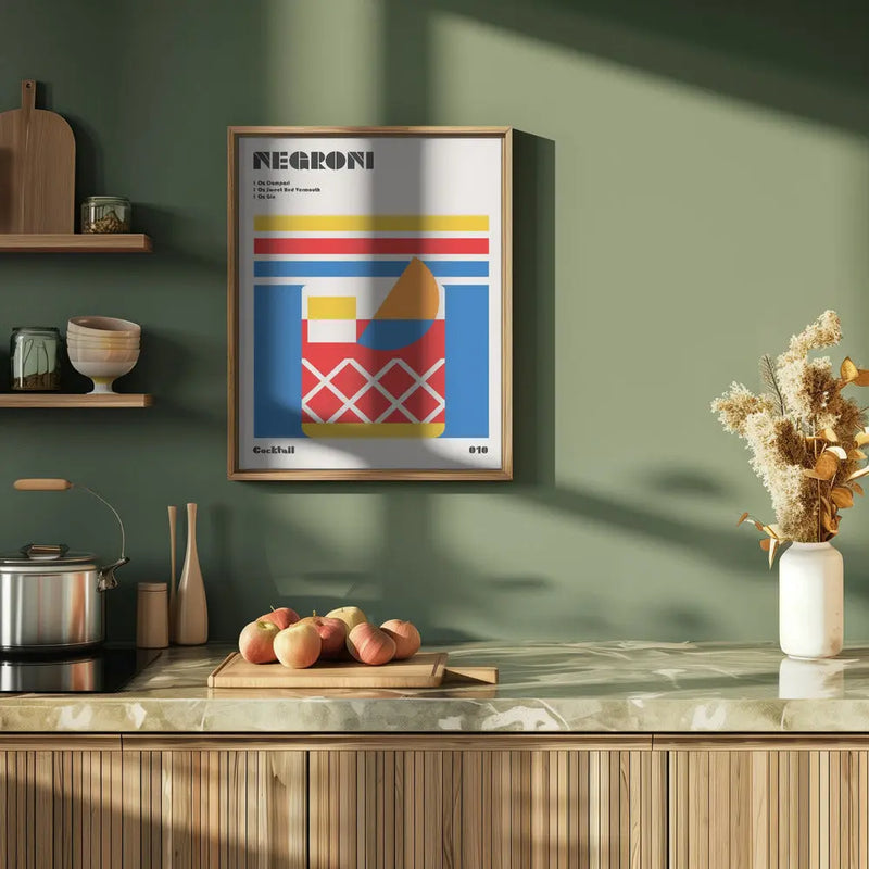 Negroni Bauhaus Cocktail - Stretched Canvas, Poster or Fine Art Print I Heart Wall Art