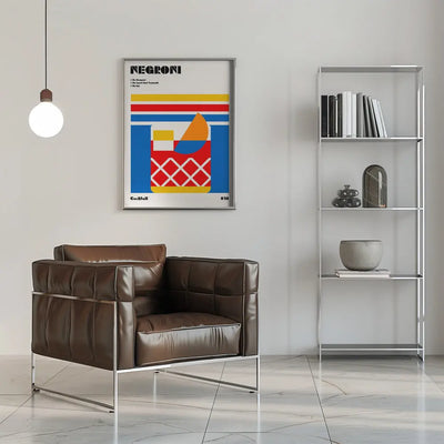 Negroni Bauhaus Cocktail - Stretched Canvas, Poster or Fine Art Print I Heart Wall Art