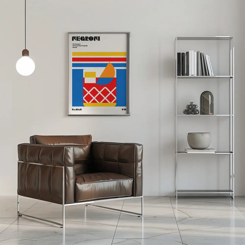 Negroni Bauhaus Cocktail - Stretched Canvas, Poster or Fine Art Print I Heart Wall Art