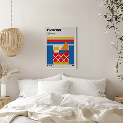 Negroni Bauhaus Cocktail - Stretched Canvas, Poster or Fine Art Print I Heart Wall Art