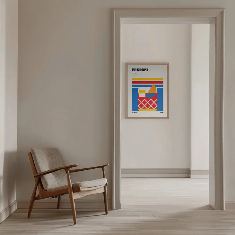 Negroni Bauhaus Cocktail - Stretched Canvas, Poster or Fine Art Print I Heart Wall Art