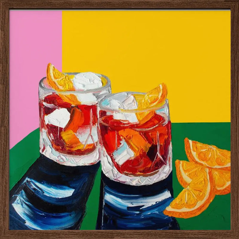 Negronis No1 - Square Stretched Canvas, Poster or Fine Art Print I Heart Wall Art