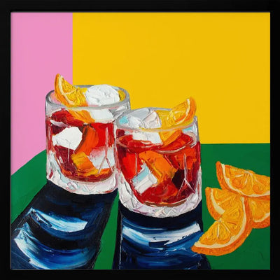 Negronis No1 - Square Stretched Canvas, Poster or Fine Art Print I Heart Wall Art