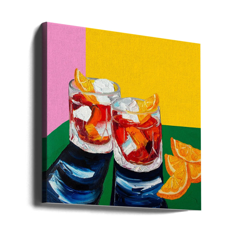 Negronis No1 - Square Stretched Canvas, Poster or Fine Art Print I Heart Wall Art
