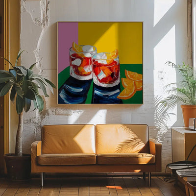 Negronis No1 - Square Stretched Canvas, Poster or Fine Art Print I Heart Wall Art