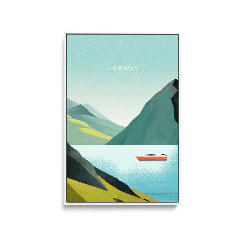 Norway II by Henry Rivers - Stretched Canvas Print or Framed Fine Art Print - Artwork- Vintage Inspired Travel Poster I Heart Wall Art Australia 