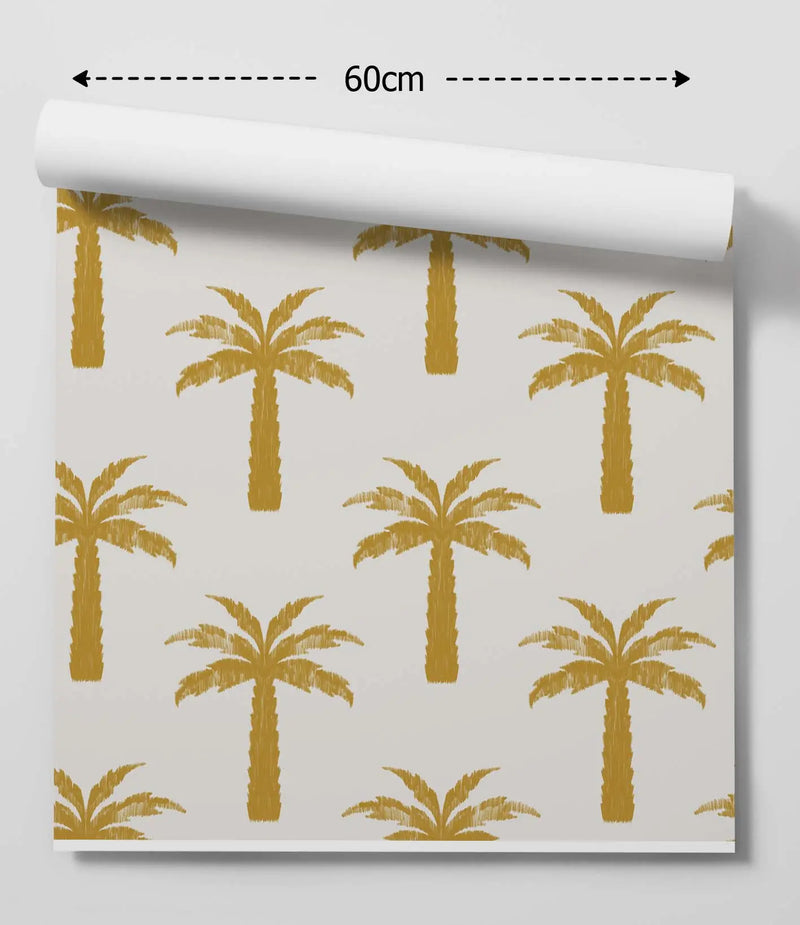 Oasis In Yellow - Tropical Palm Peel and Stick Removable Wallpaper - I Heart Wall Art