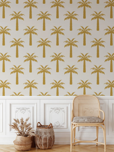Oasis In Yellow - Tropical Palm Peel and Stick Removable Wallpaper - I Heart Wall Art