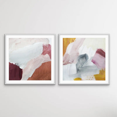 Ochre Horizons- Two Piece Square Abstract Print Set