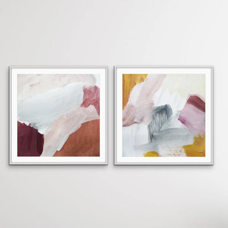 Ochre Horizons- Two Piece Square Abstract Print Set