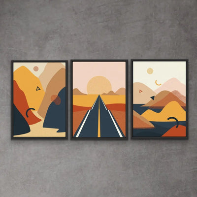 Our Gypsy Days- Three Piece Geometric Mid Century Wall Art Print Triptych I Heart Wall Art Australia