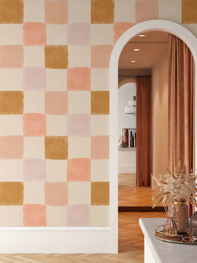 Painted Checkerboard  - Peel and Stick Removable Wallpaper - I Heart Wall Art
