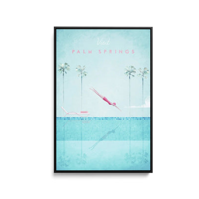 Palm Springs by Henry Rivers - Stretched Canvas Print or Framed Fine Art Print - Artwork- Vintage Inspired Travel Poster I Heart Wall Art Australia 