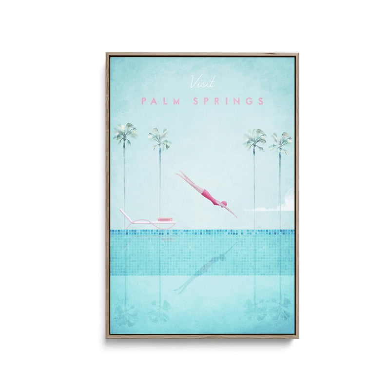Palm Springs by Henry Rivers - Stretched Canvas Print or Framed Fine Art Print - Artwork- Vintage Inspired Travel Poster I Heart Wall Art Australia 