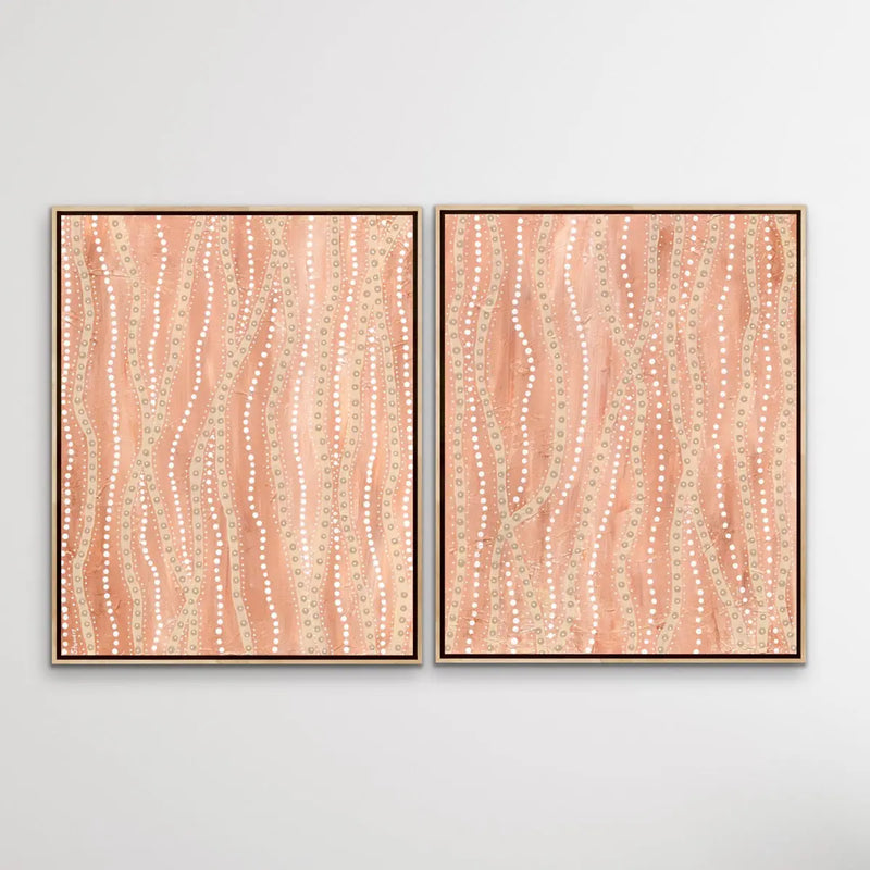 Paperbark - Two Piece Aboriginal Art Print Set by Holly Stowers - Canvas or Art Print Dot Paintings I Heart Wall Art Australia 