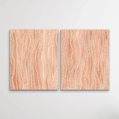 Paperbark - Two Piece Aboriginal Art Print Set by Holly Stowers - Canvas or Art Print Dot Paintings - I Heart Wall Art