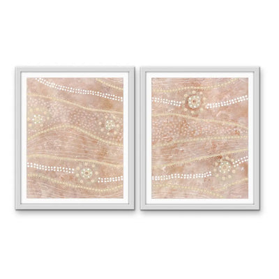 Passing Through- Two Piece Aboriginal Art Print Set by Holly Stowers - Canvas or Art Print Dot Paintings I Heart Wall Art Australia 