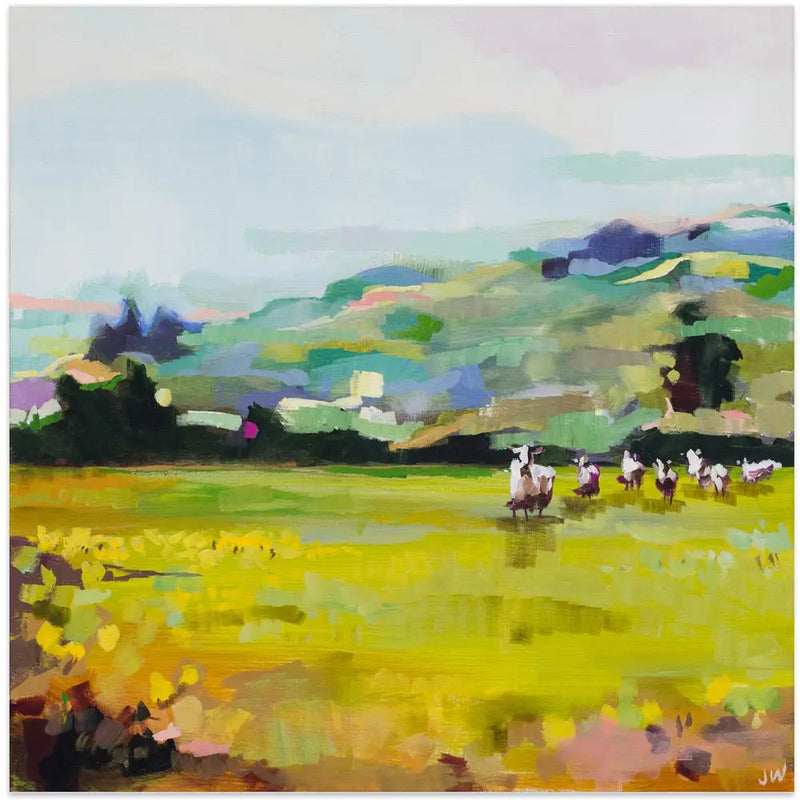 Pasture - Square Stretched Canvas, Poster or Fine Art Print I Heart Wall Art