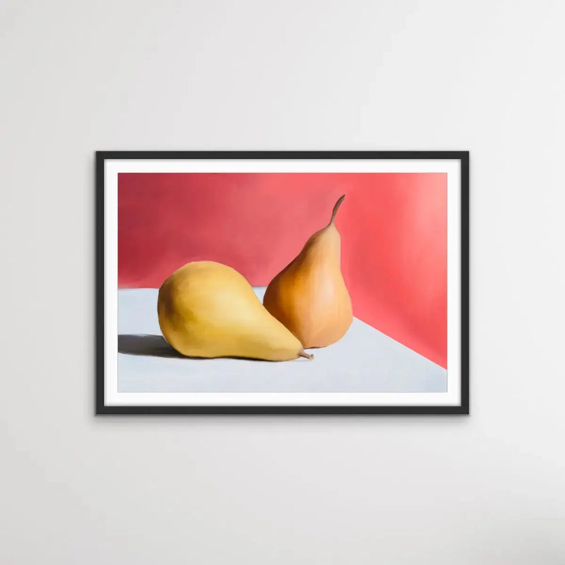 Pears On Red - Colourful Still Life of Pears against a Red Background - Canvas or Art Print I Heart Wall Art Australia