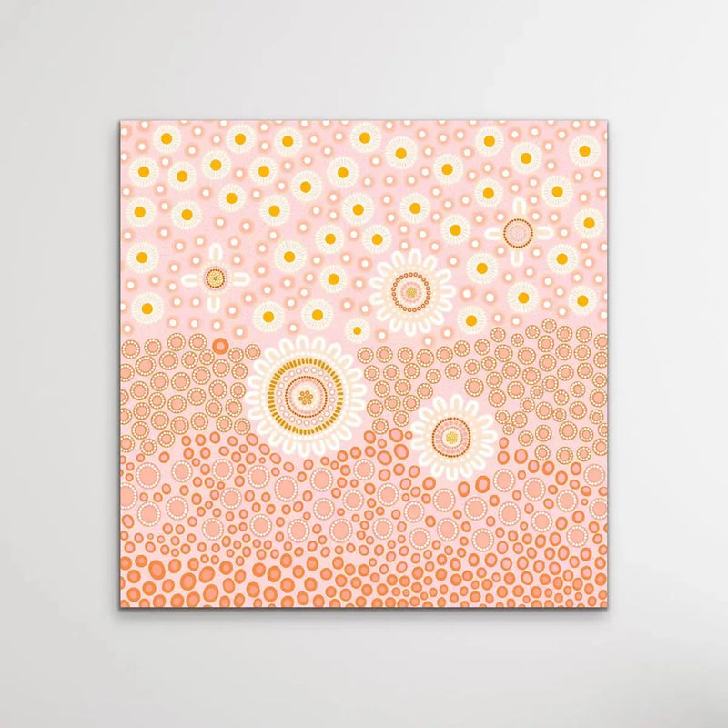 People Among The Wildflowers-Square- Aboriginal Art Print By Sherri Cummins - I Heart Wall Art