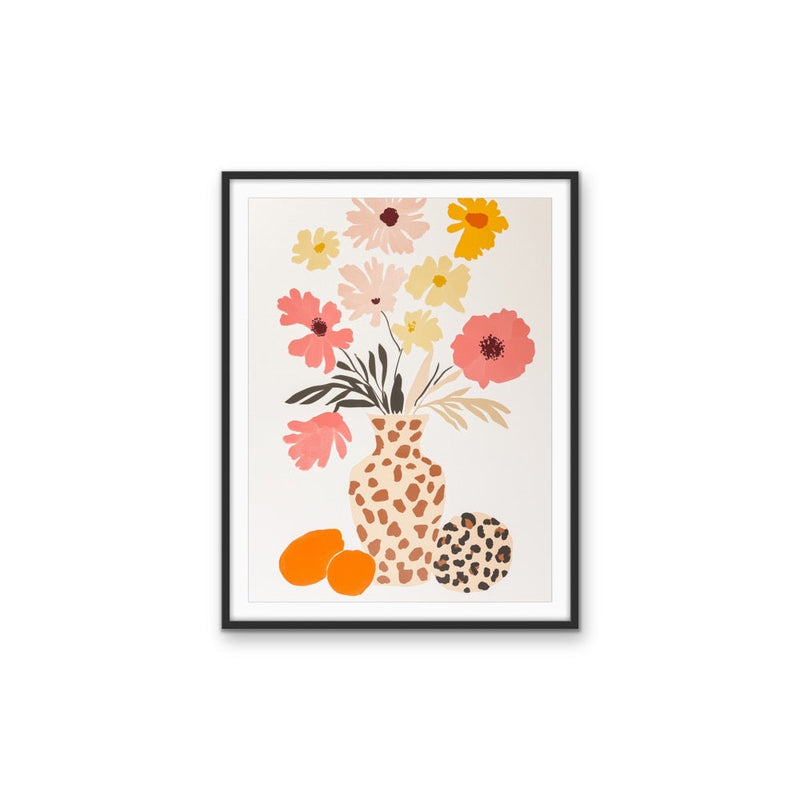 Animal Print Flora - Vase of Flowers Stretched Canvas or Wall Art Print I Heart Wall Art