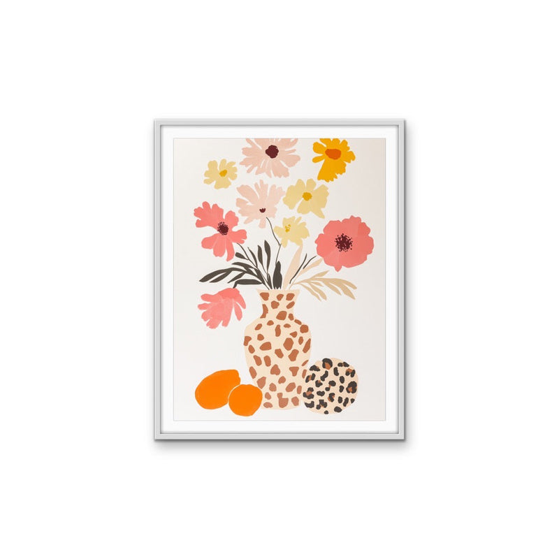Animal Print Flora - Vase of Flowers Stretched Canvas or Wall Art Print I Heart Wall Art