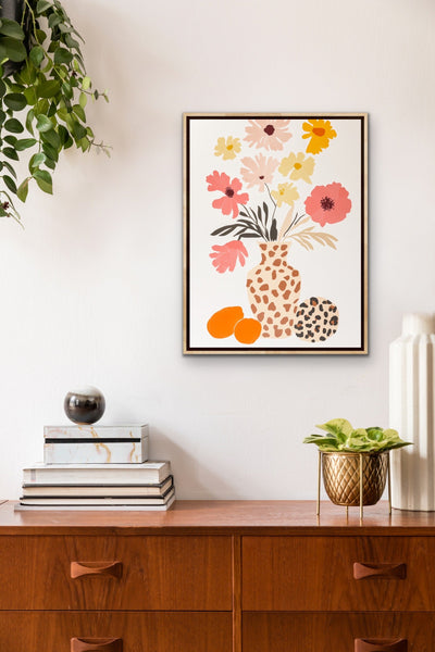 Animal Print Flora - Vase of Flowers Stretched Canvas or Wall Art Print I Heart Wall Art